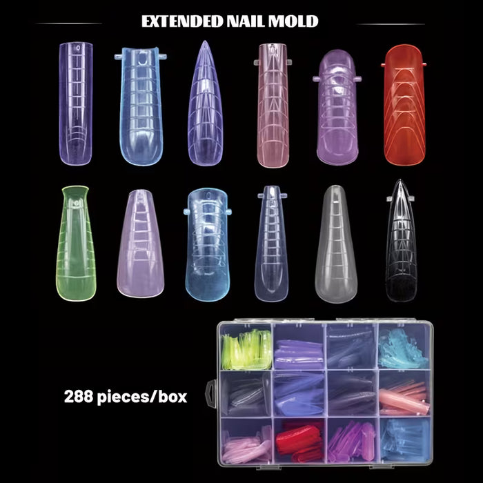 Shein 288 piezas de uñas largas y transparentes en forma de ataúd y ovaladas vibrantes para moldes de extensión