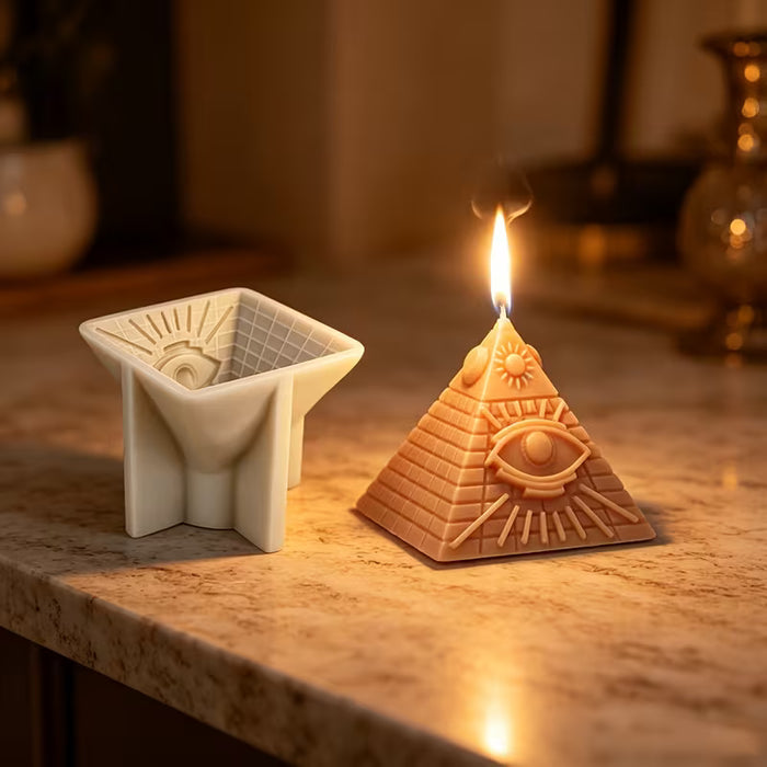 1pc Molde de silicona para velas piramidal de mal de ojo 3D