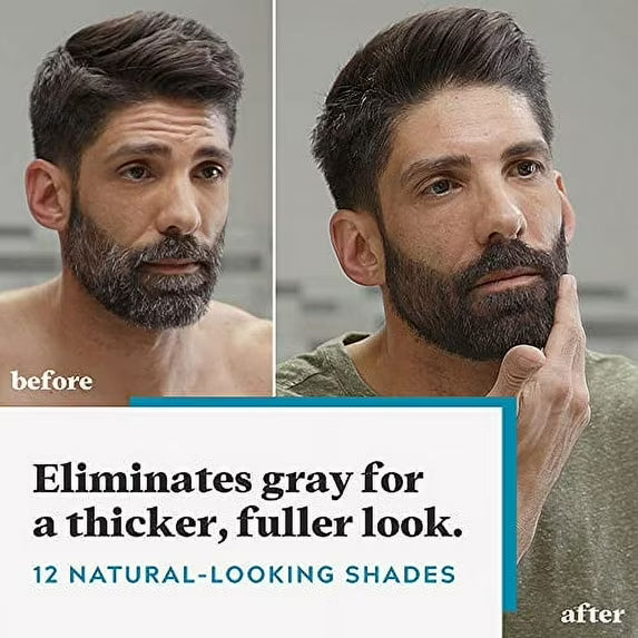 Kit para bigote y barba Just For Men, tinte para barba para hombres con pincel incluido, marrón claro.