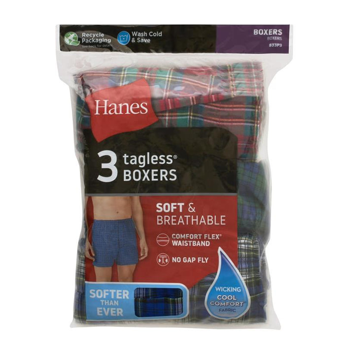 Calzoncillos bóxer tejidos Hanes para hombre, paquete de 3