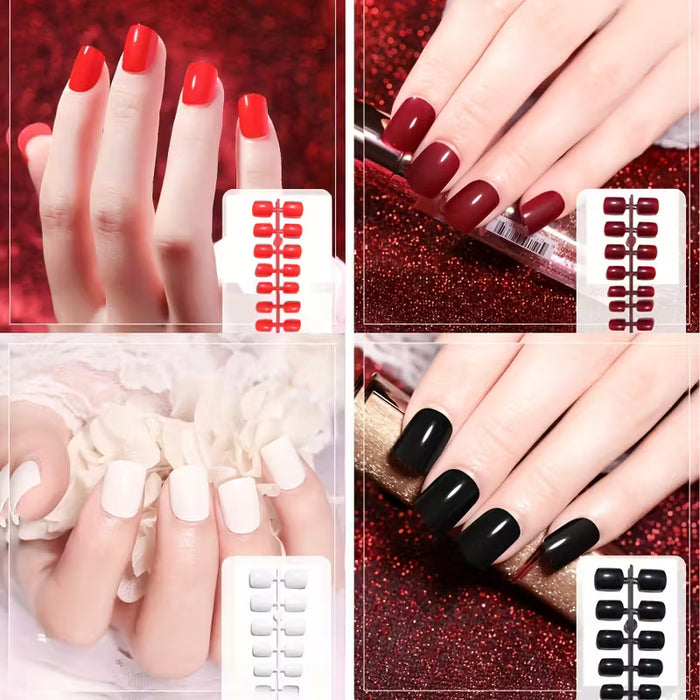 (150 piezas) de uñas cuadradas, uñas cortas, uñas postizas removibles