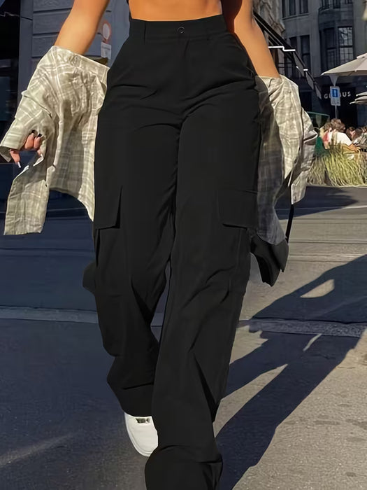 Pantalones de mujer de tiro alto y pierna ancha, geniales y atrevidos, versátiles