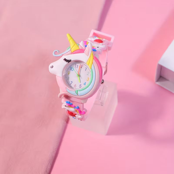 Reloj de pulsera para niños con tema de unicornio, moda casual