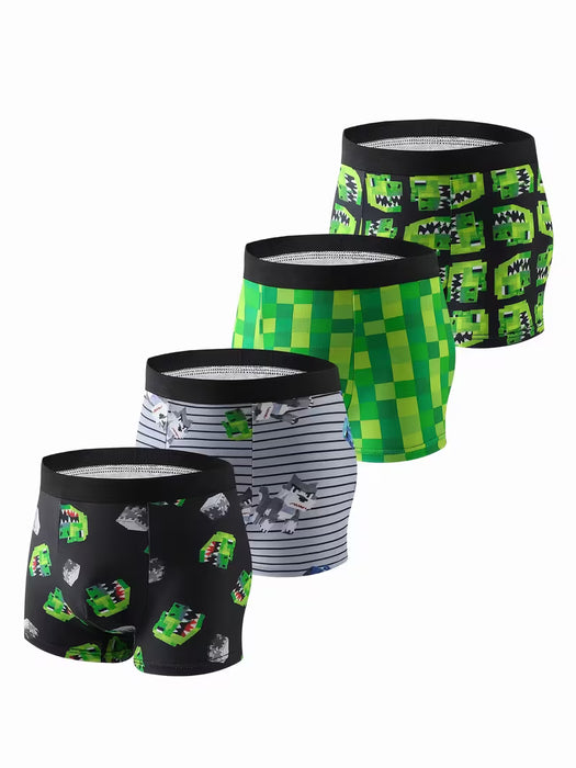 4 calzoncillos cuadrados para niño con estampado de dinosaurios