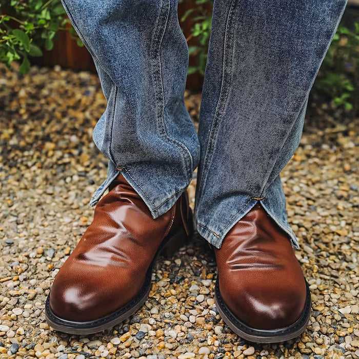 Botas para hombre con cremalleras laterales y borlas - Calzado casual para hombre con cremallera lateral