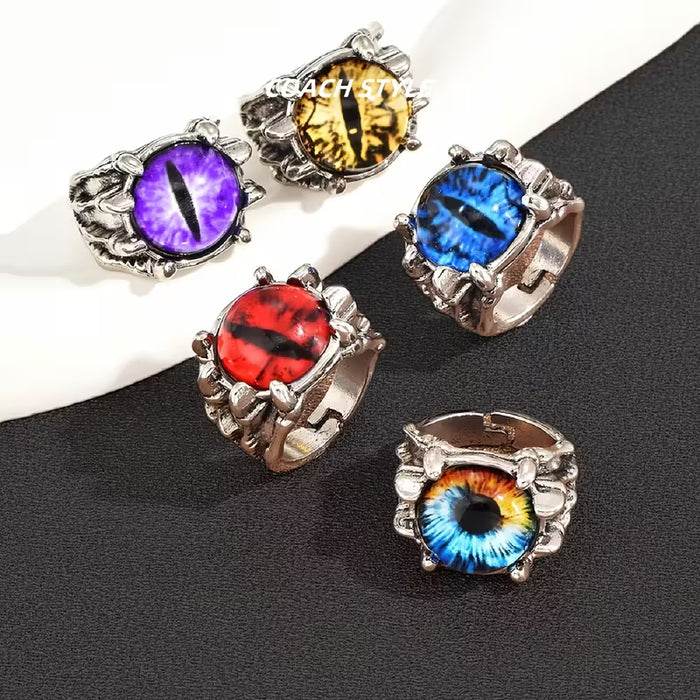Juego de 6 anillos de ojo turco, anillos abiertos ajustables