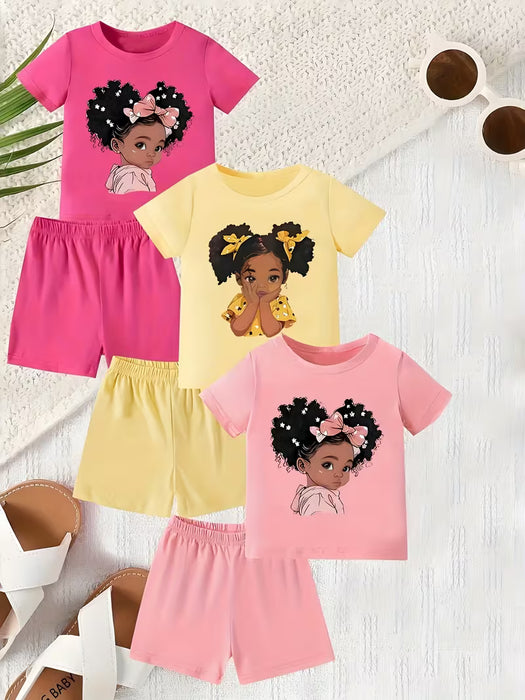 Conjunto de 6 piezas de moda casual de verano para niñas