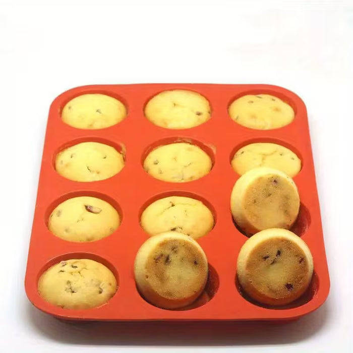 Molde redondo de silicona con 12 orificios, mini muffin