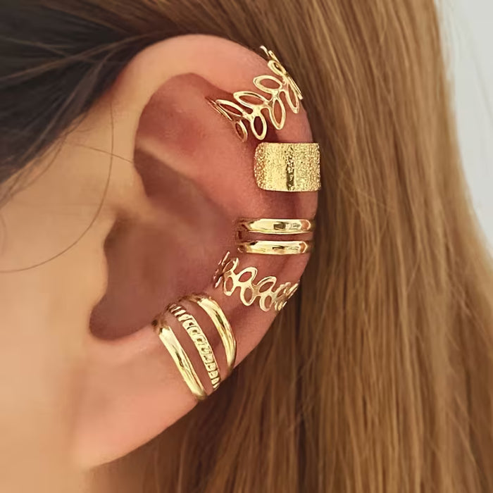 Aro de Oreja Sin Perforación, Diseño de Línea Hueca