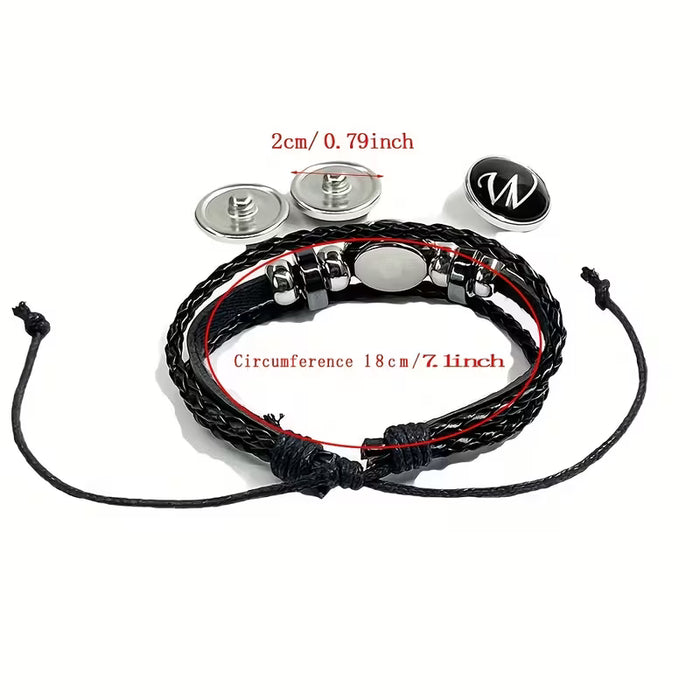Pulsera de 1 pieza de imitación de cuero multicapa con letra J