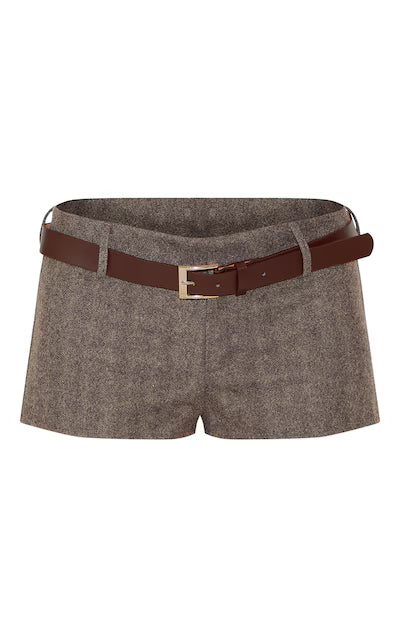 PRETTY LITTLE THING Minishorts tejidos a rayas marrones