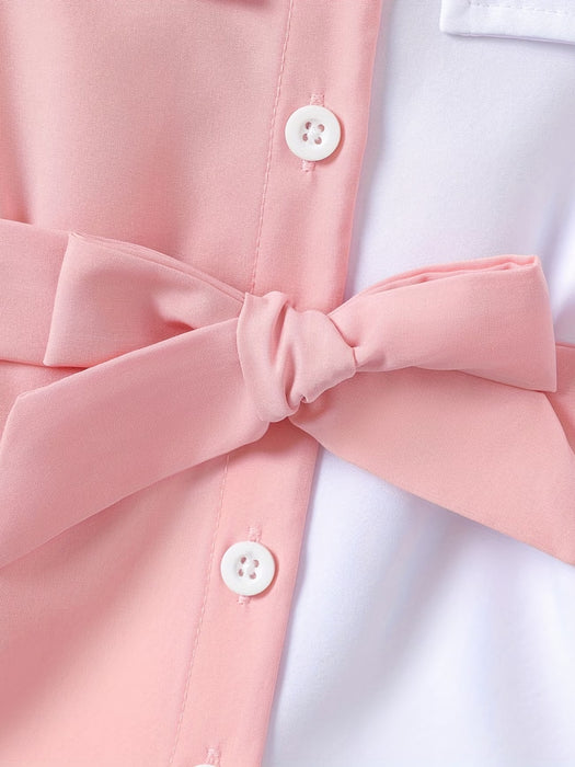 Vestido casual de manga larga para niñas bebés de botonadura simple