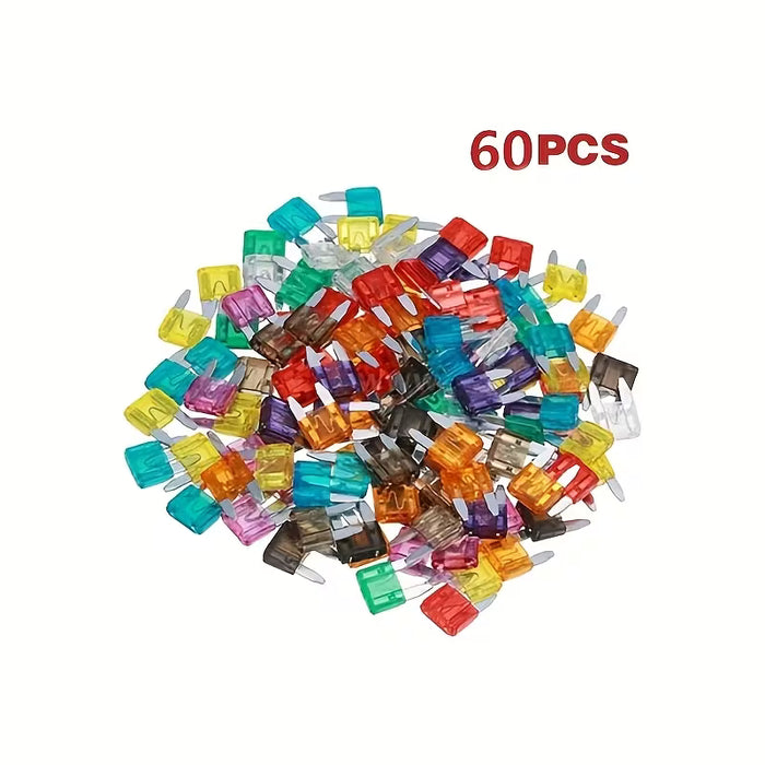60 piezas de fusibles tipo blade en bolsa, fusibles para auto, tamaño pequeño