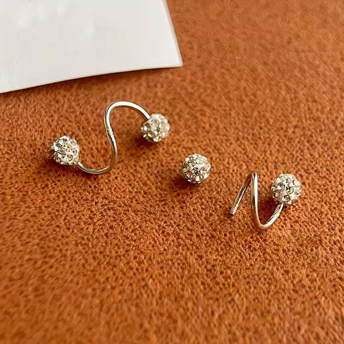 Un Par de Elegantes Aretes de Doble Cabeza con Bola de Estrás Irregular