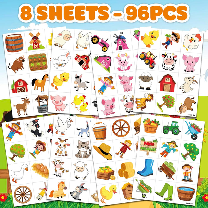 96 tatuajes temporales precortados de animales - Quierox - Tienda Online