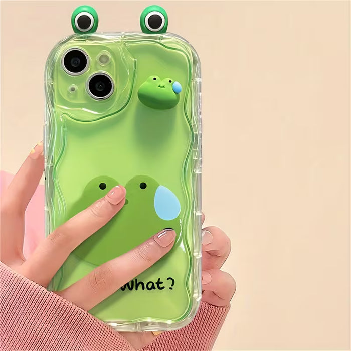 Carcasa de Teléfono Ondulada y Transparente con rana en 3D para iPhone XS Max