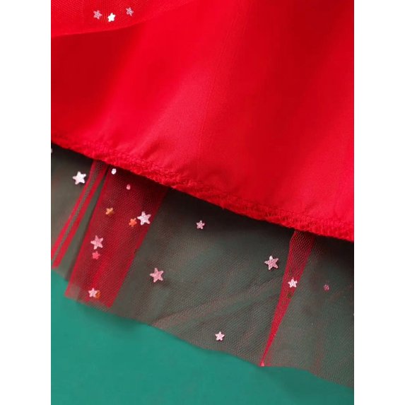 Vestido tutú navideño para niña, informal y esponjoso con lentejuelas