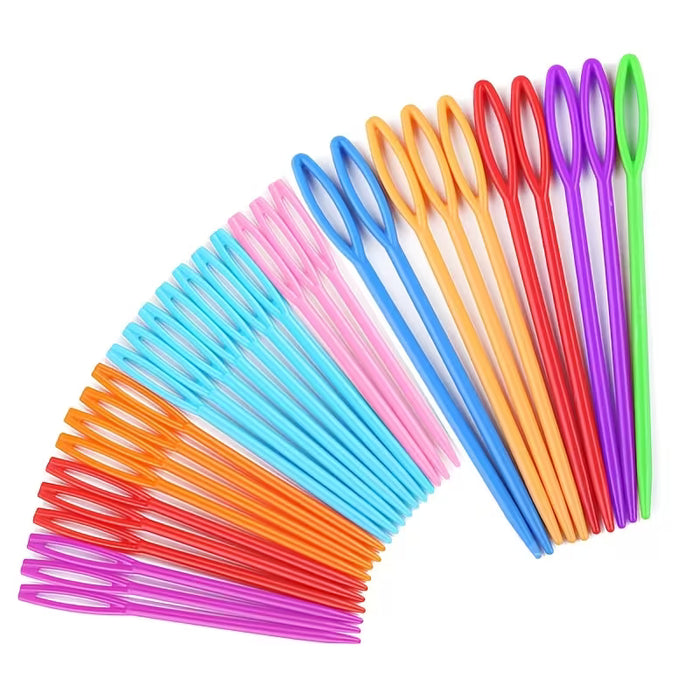 40 agujas de plástico incluyendo 20 agujas de plástico de ojo grande adecuadas colores aleatorios