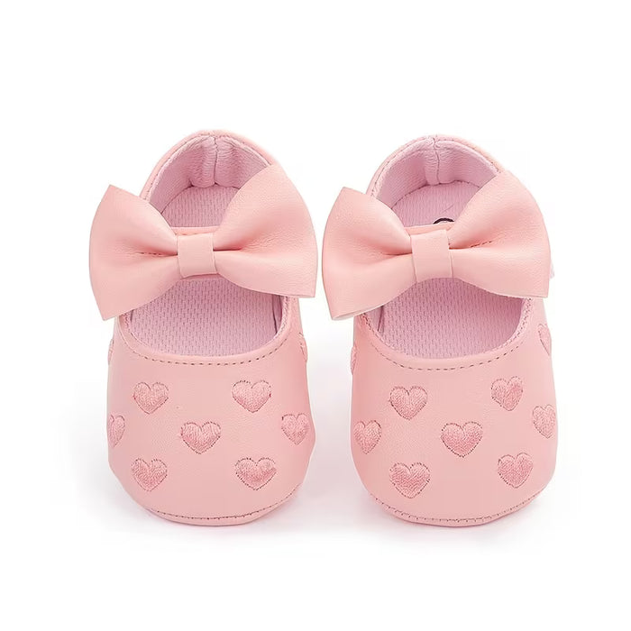 SHEIN Zapatos de niña con gran lazo y borde, suela suave para bebés