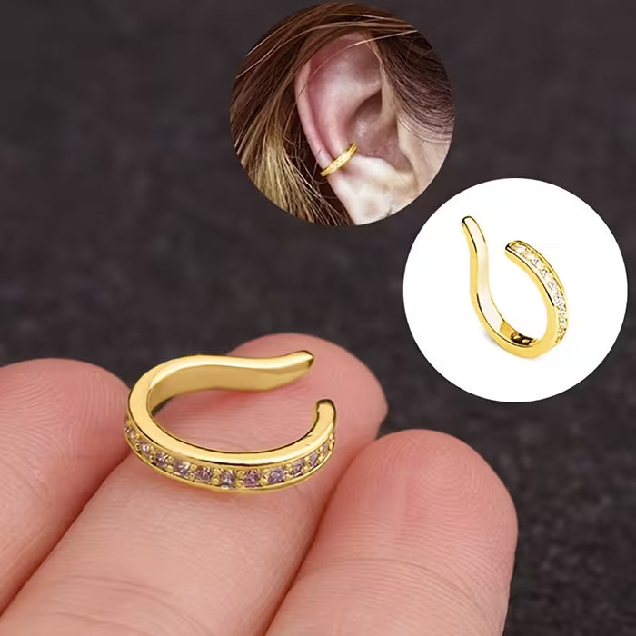 2pcs de Clip de Oreja con Incrustaciones de Circonita Moderno