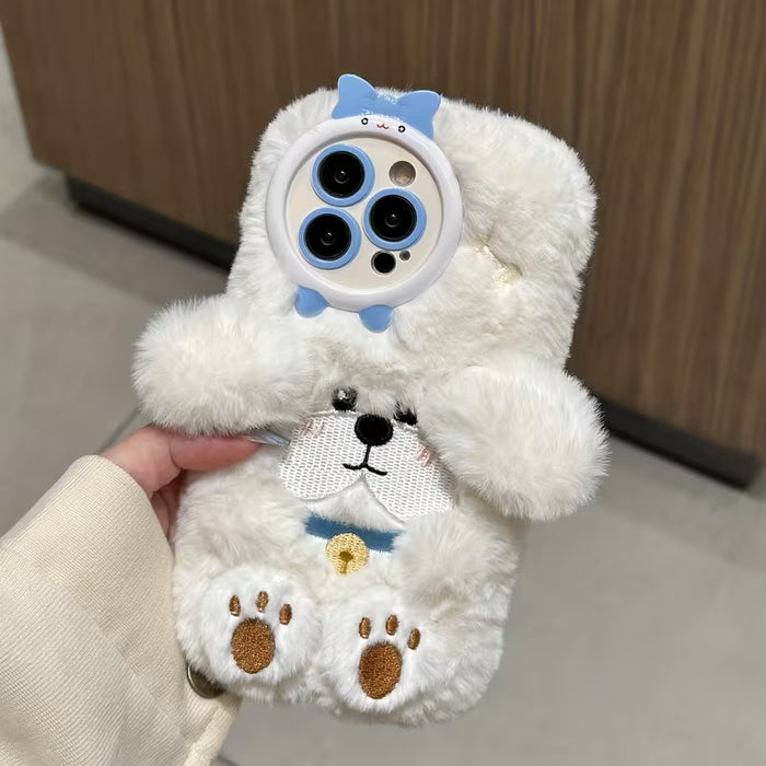 Adorable funda para teléfono con diseño de perro pequeño y esponjoso para iphone 12