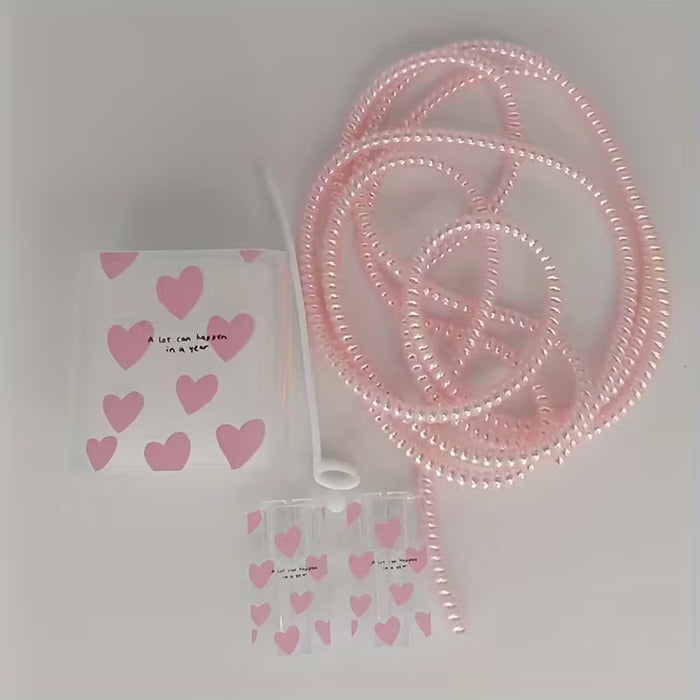 Juego de 5 fundas protectoras antirrotura con corazón tridimensional rosa para cargador