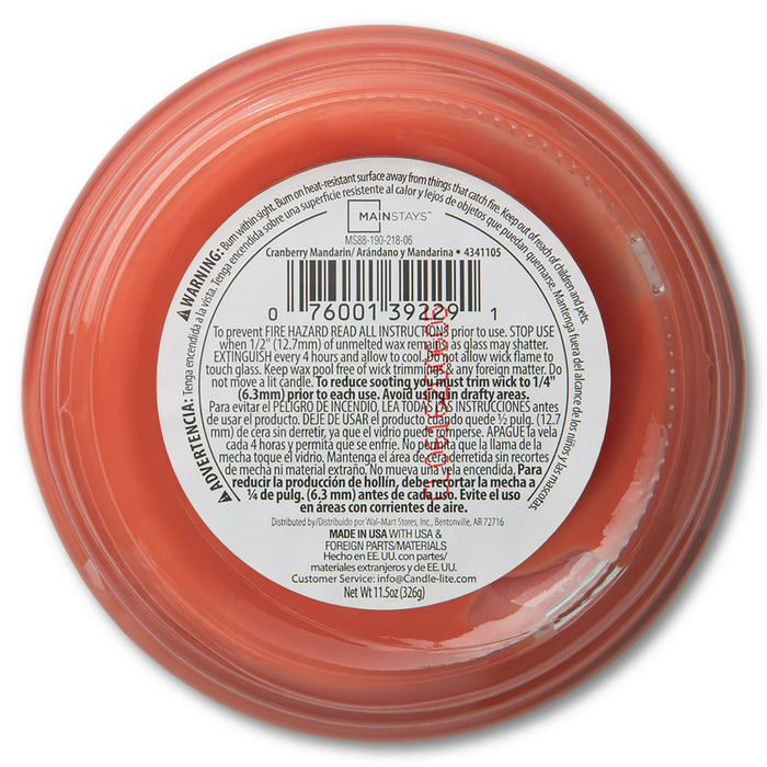Mainstays Vela aromática de 3 mechas en frasco de vidrio arándano y mandarina(11.5 oz)