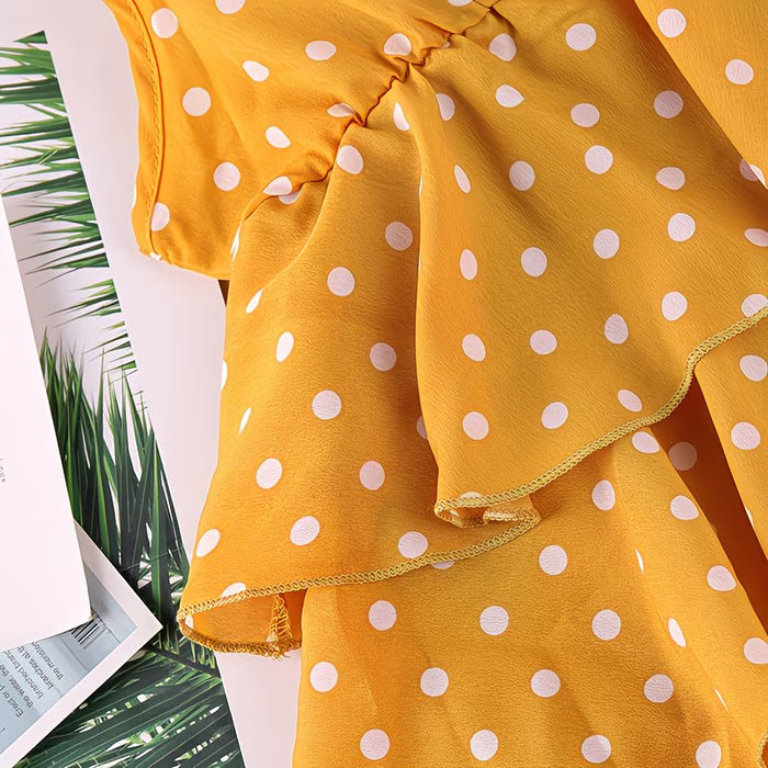 Vestido de lunares con Tirantes finos y volantes para Niñas