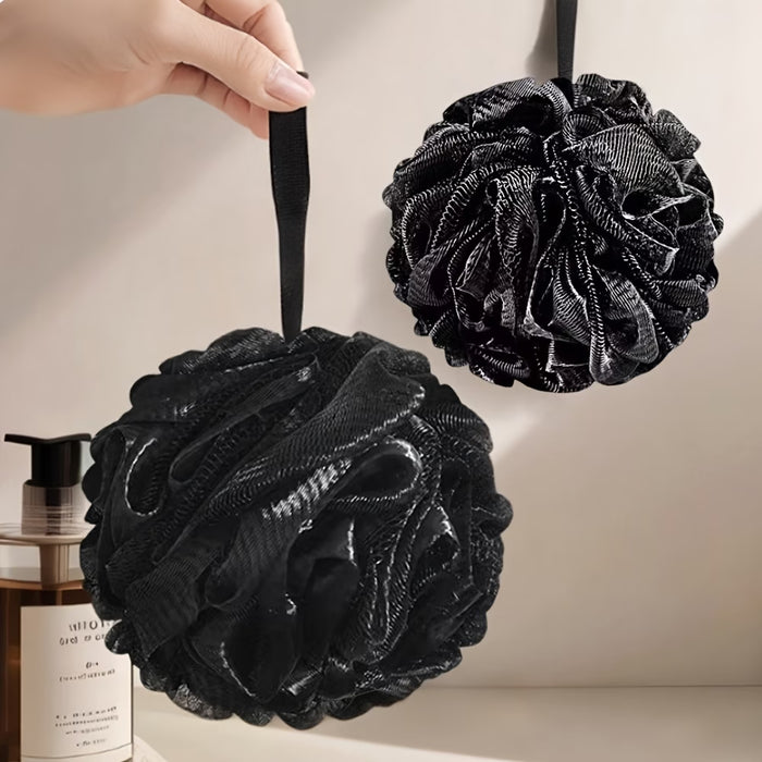 3 Esponjas de baño grandes de malla duradera en negro de 60 gramos