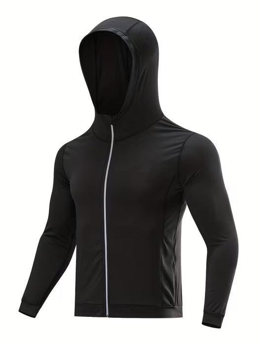 Chaqueta deportiva para hombre, ropa de correr de manga larga con cremallera que brilla en la oscuridad