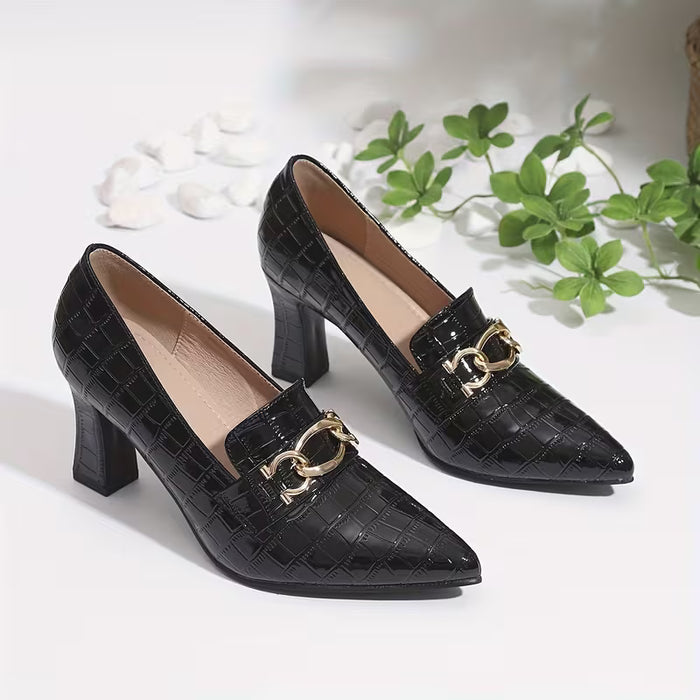Zapatos de mujer de estilo europeo y americano, tacones altos gruesos, empeine profundo