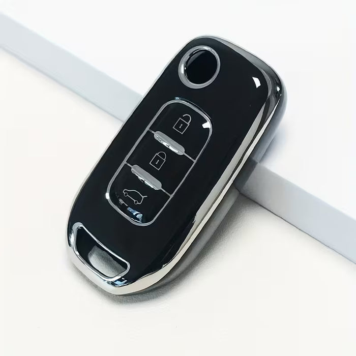 Funda Protectora de Llave de Coche TPU con Borde Dorado para Modelos Renault