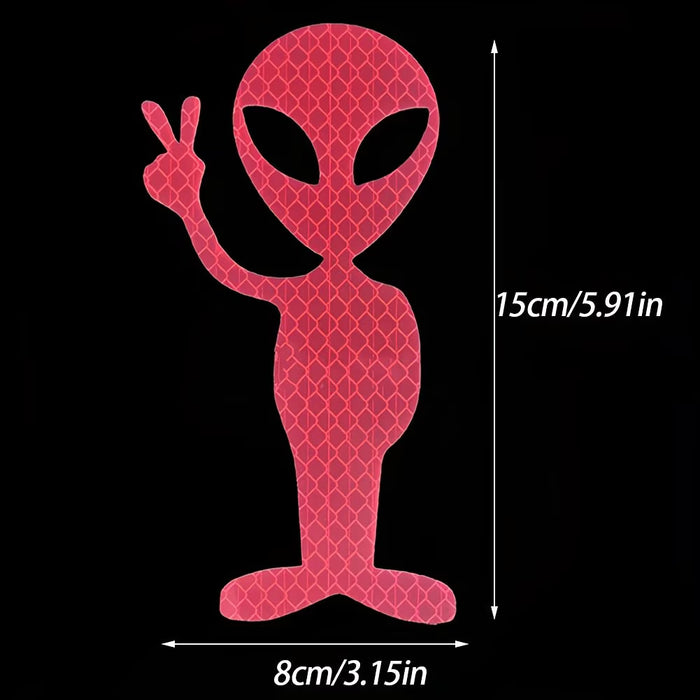 1pc Calcomanía Reflectante de Alta Visibilidad con Signo de Paz Alienígena