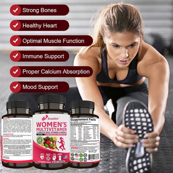 Suplemento multivitamínico para mujeres Bcuelov, 120 cápsulas vegetales