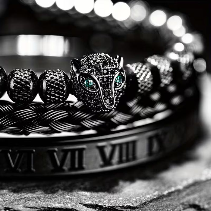 Juego de 3 piezas de pulsera trenzada clásica hecha a mano estilo hip hop para hombre