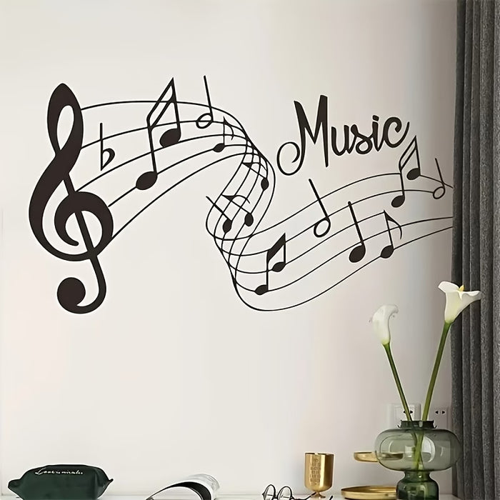 1pc Elegante Adhesivo de Pared de Notas Musicales Negras