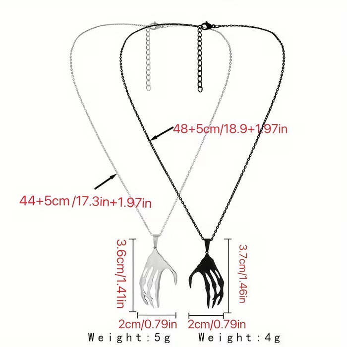 2pcs Collar Versátil Simple, Coincidencia de Pareja, Collar De Amor De Mano De Esqueleto