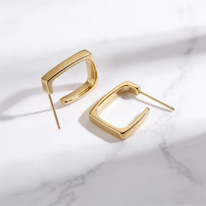 Pendientes de botón minimalistas de superficie geométrica para mujer