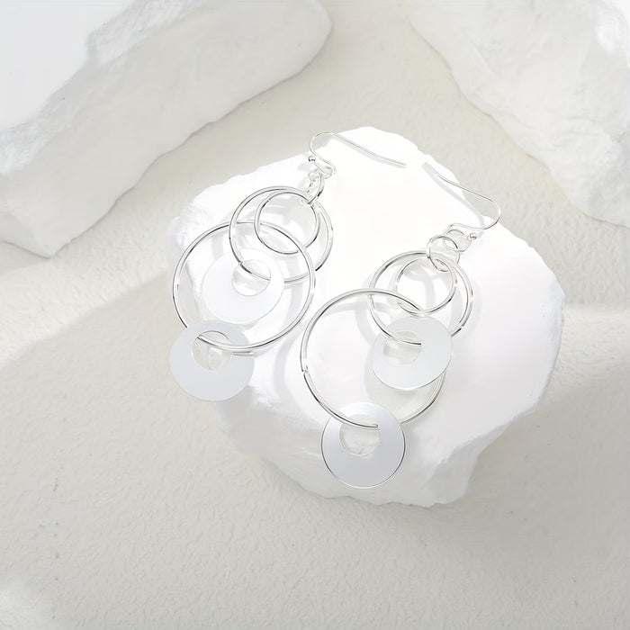 Pendientes de Colgante de Círculo Geométrico Hueco Creativo Simple para Mujeres