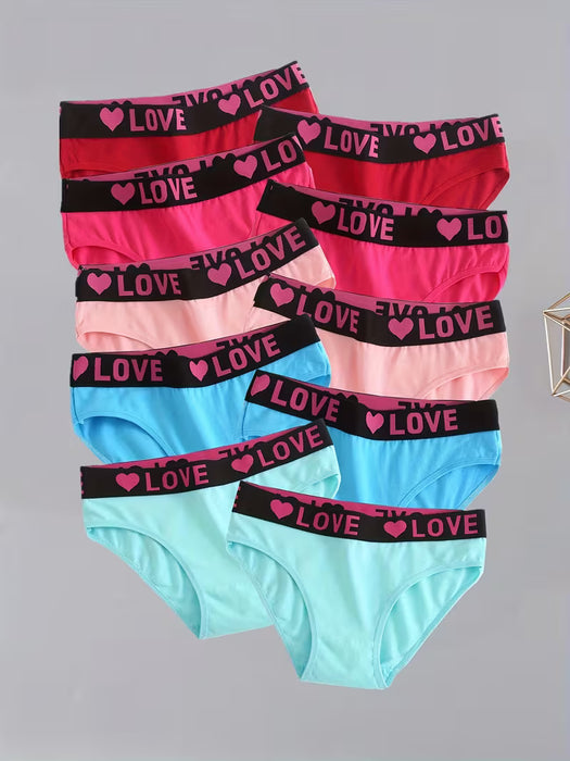 Pack de 12 Bragas Transpirables con Estampado de Letras para Mujeres