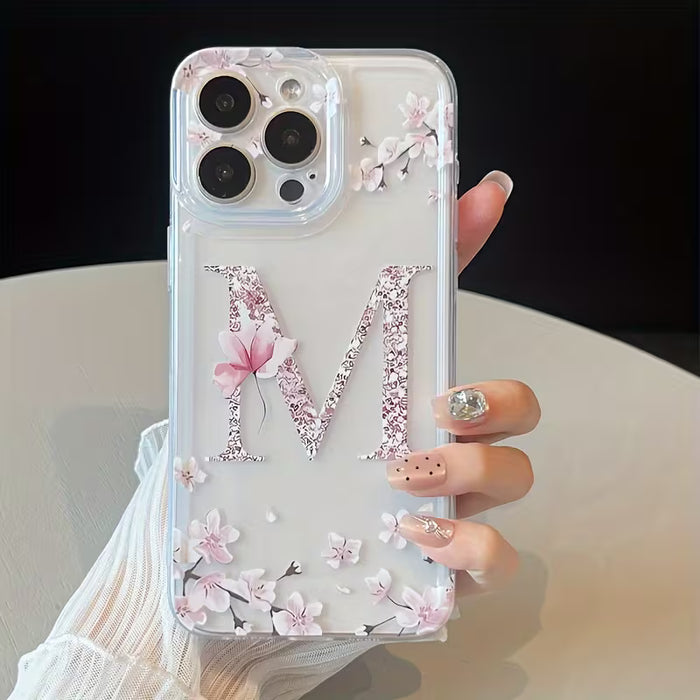 Funda para móvil: Carcasa Transparente con Diseño de Flores y Letras para iPhone 12 Pro