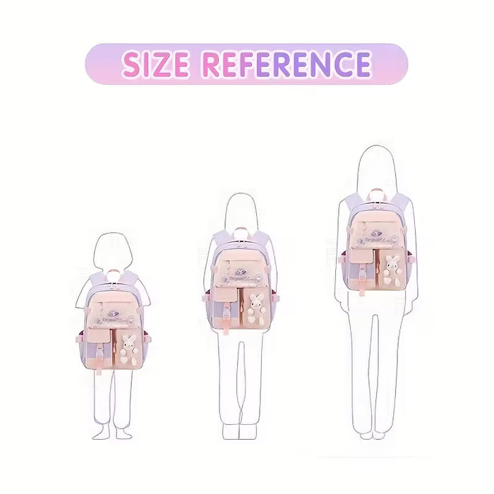 Conjunto de tres piezas para niñas, incluye una mochila con un lonchera y un estuche