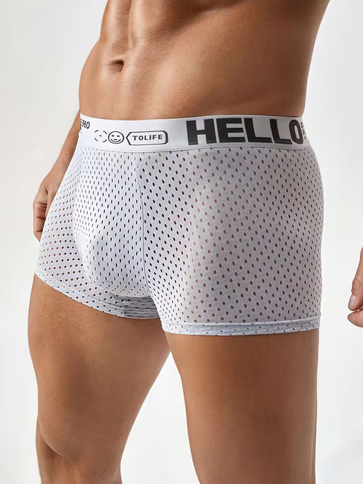 Bóxer para hombre con calados, diseño de malla, transpirable y cómoda
