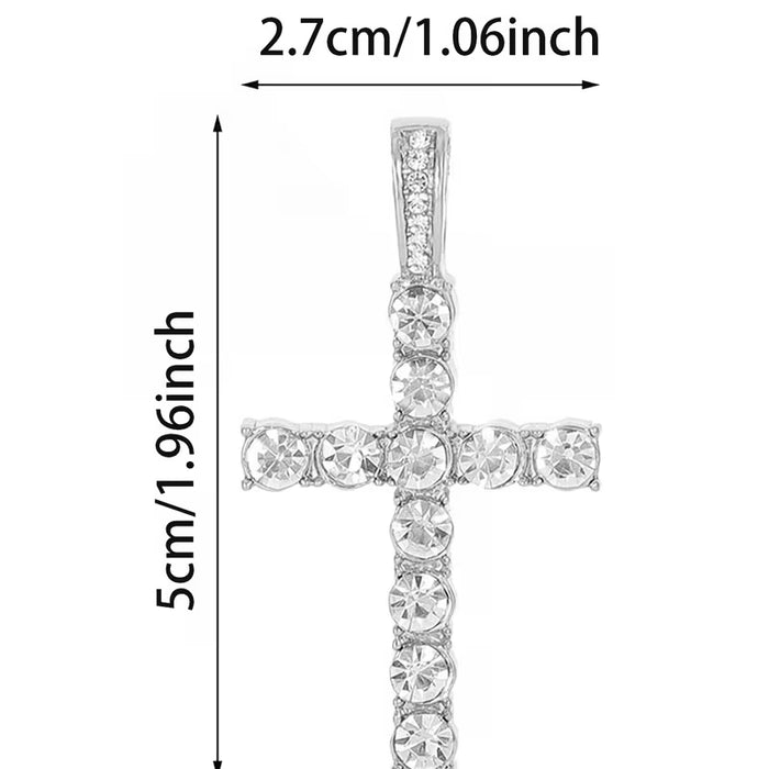 Juego de 2 piezas de collar de cadena con colgante de cruz de pedrería
