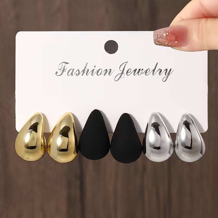 Conjunto de 6 aretes elegantes y sencillos para mujer con forma de lágrima