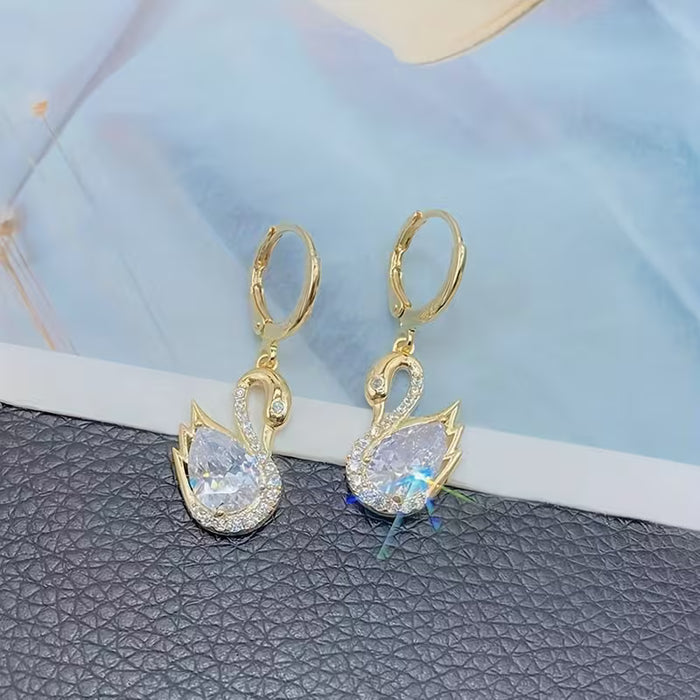 Aretes de Estudio para Mujer Populares, 1 Par, Diseño Elegante y Brillante de Cisne