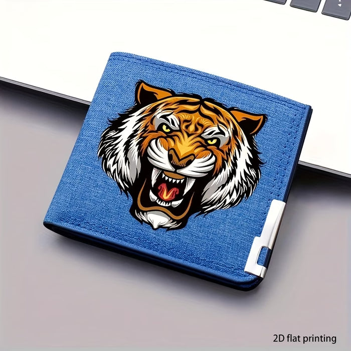 Billetera de lona plegable con estampado para tarjetas, tarjetero, ligera y portátil