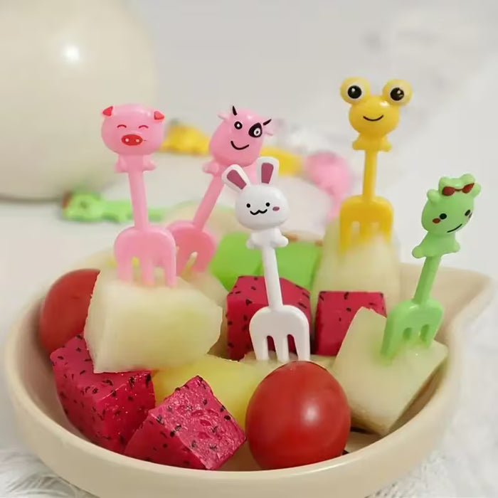 10 piezas de Tenedores Plásticos con Forma Divertida de Frutas aleatorias