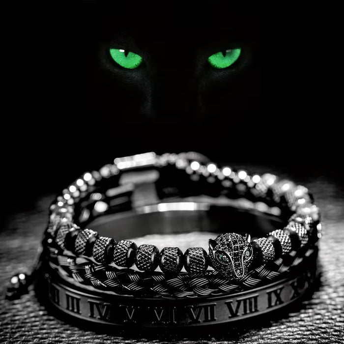 Juego de 3 piezas de pulsera trenzada clásica hecha a mano estilo hip hop para hombre