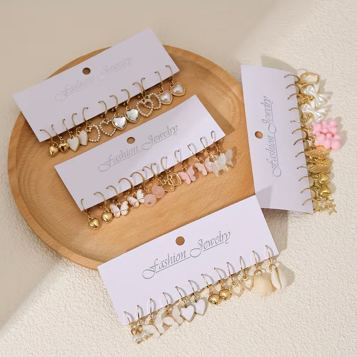 12pcs de Aretes Estilo Lindo, Colgantes Simples y Únicos de Diseños variados